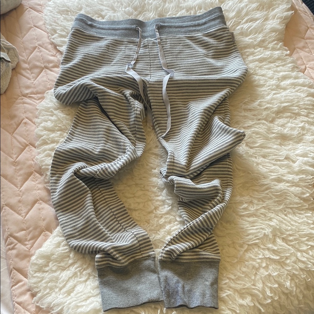 Waffle Gray Striped women’s pajama Bottoms - Picture 3 of 3